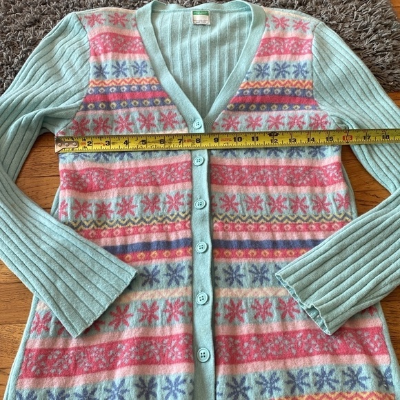 United Colors Of Benetton Button Down Pastel Colors Pattern Cardigan Sweater M - Picture 7 of 11